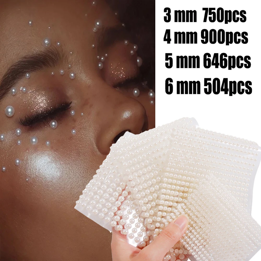 

3D White Pearl Eyes Face Temporary Tattoo Gems Dots Beauty DIY Body Art Accessories Nail Beauty Face Makeup Decoration