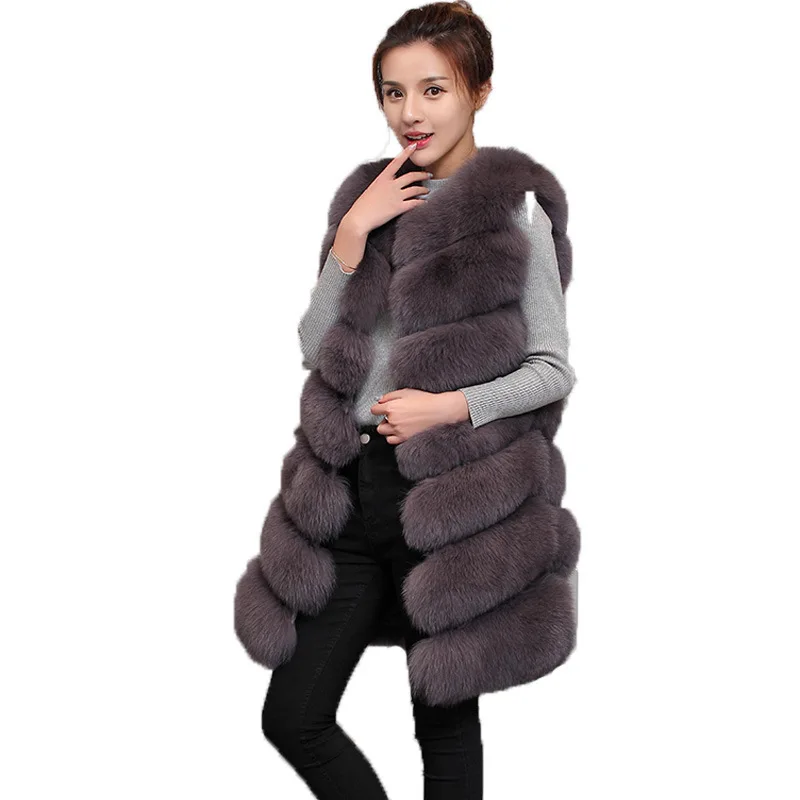 

like fur vest women's middle fur coat, leather and long style new fox and fur