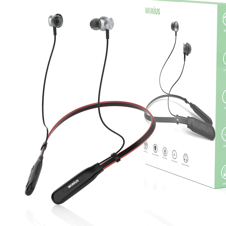 Wireless Earphones UTRAI Bluetooth наушники 5,0, беспроводные наушники для телефона Xiaomi, Спортивная игровая гарнитура с микрофоном, гарнитура Bluetooth с шейным ободом - Цвет: Wireless Earphones