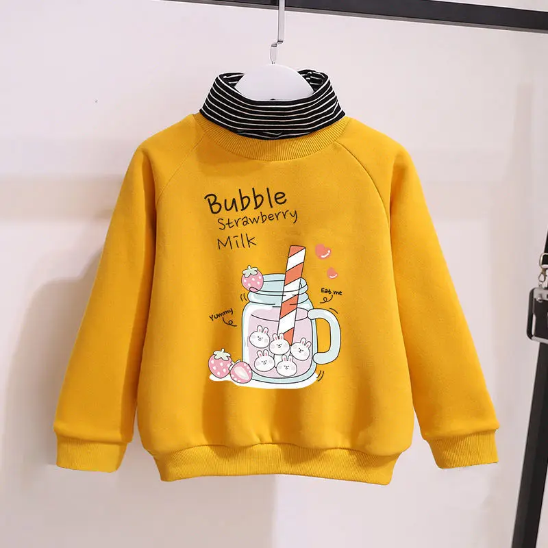 Su&eacute;ter de terciopelo para ni&ntilde;as, versi&oacute;n coreana de la marea, nueva ropa de oto&ntilde;o e invierno, chaqueta gruesa y c&aacute;lida, ropa para ni&ntilde;os, cuello alto-2