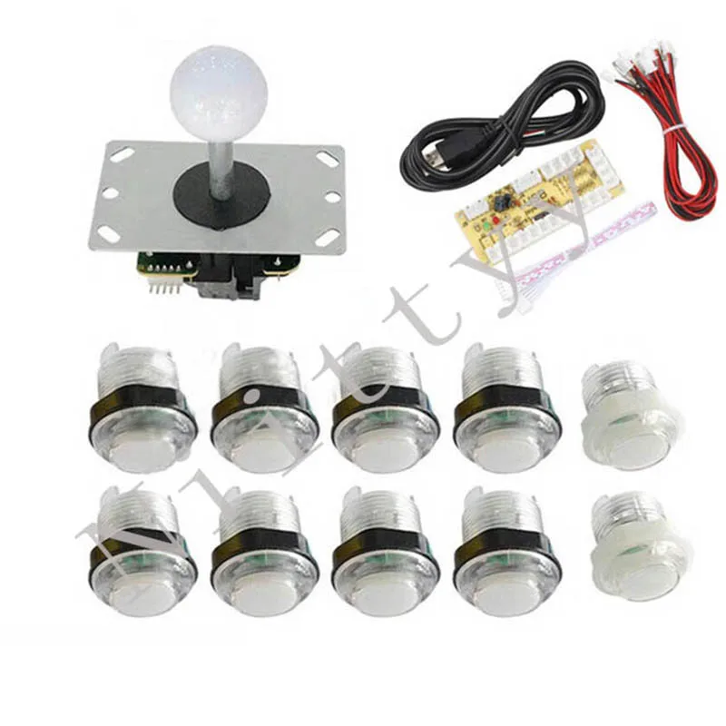 5V LED Illuminated Push Buttons Arcade DIY Kits Parts 5Pin Joystick Zero Delay USB Encoder To PC Game + 2x 24mm 8x 30mm | Спорт и