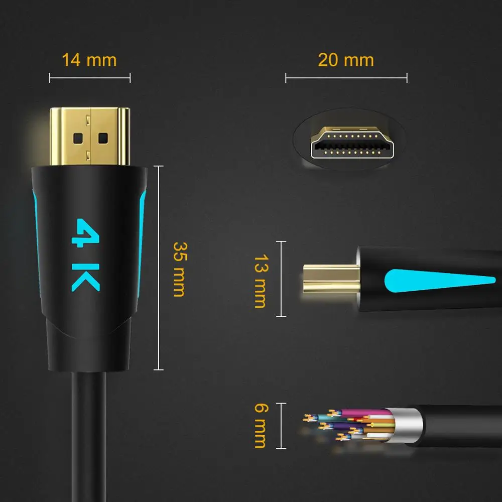 TESmart HDMI 2 0 4K @ 60 Гц к кабель 1 5 м с адаптером для 3D Xbox360 ЖК-дисплей PS3 PS4 проектор