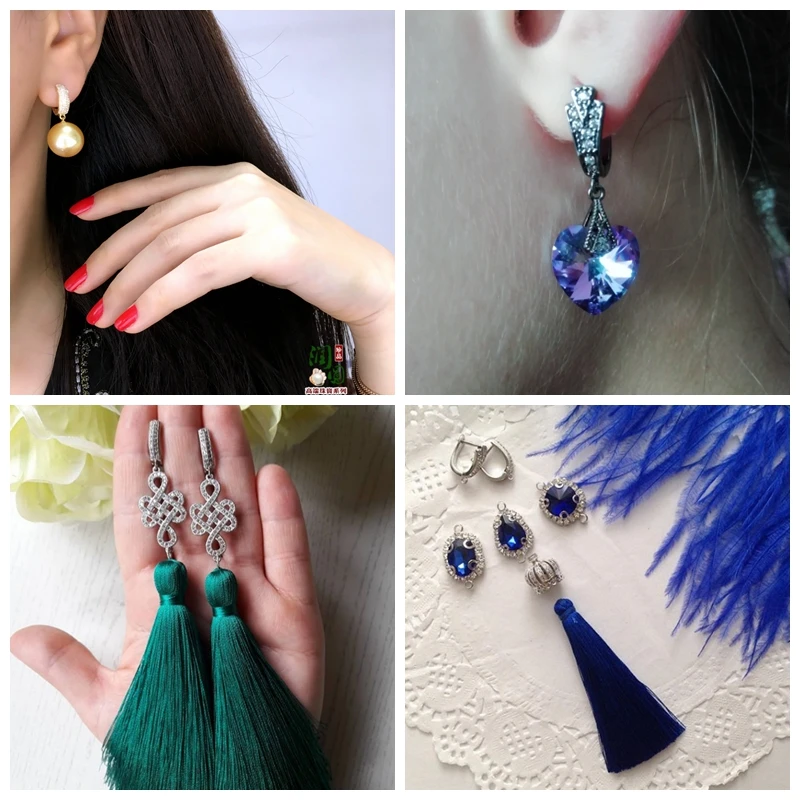 для сережек Сделай Сам серьги фурнитура медные инкрустированные из циркона