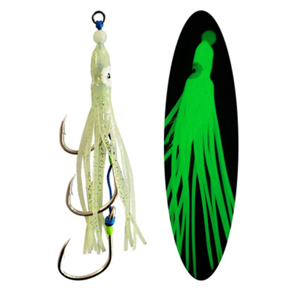 

2/0 3/0/ 4/0 Swim 3 Hooks Artificial Soft Silicone Fishing Tackle Saltwater Octopus Bait hook Squid Skirt Lure