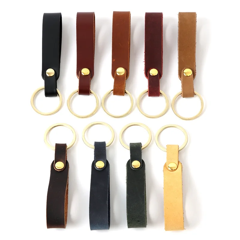 

2pcs Hand-made Automobile Key Chain Pure Leather First Layer Of Leather Creative Key Ring Wallet Pendant Tote Bag Ornament
