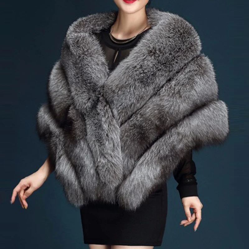 Пальто зимнее серое шуба из искусственного лисьего меха женская пушистая 2020