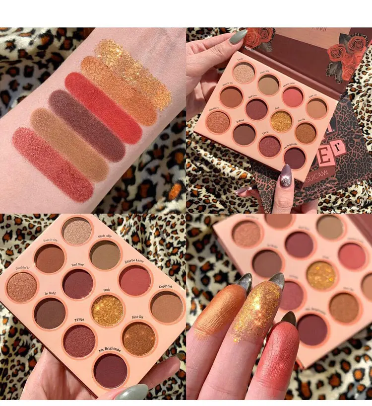 Профессиональная палитра теней для век 12 цветов телесные мерцающие матовые тени