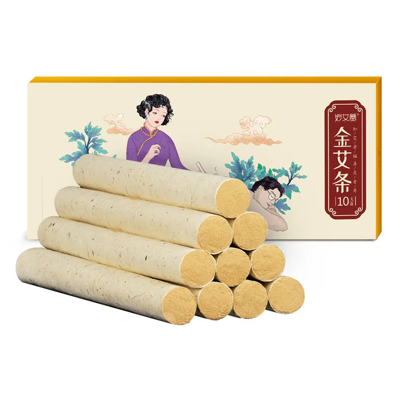 10pcs/Box 50:1 Long Gold Moxa Sticks Chinese Moxibustion Acupuntura Point Heating Therapy Pure Roller Wholsale | Красота и здоровье