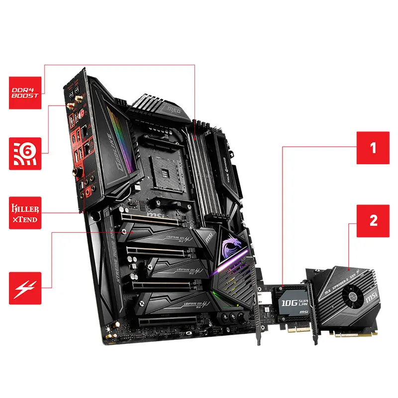 Материнская плата MSI Мег X570 GODLIKE DDR4 128 ГБ M.2 PCI-E 4.0 Поддержка Bluetooth AMD Ryzen 9 GAMING Placa-MOM AM4 |