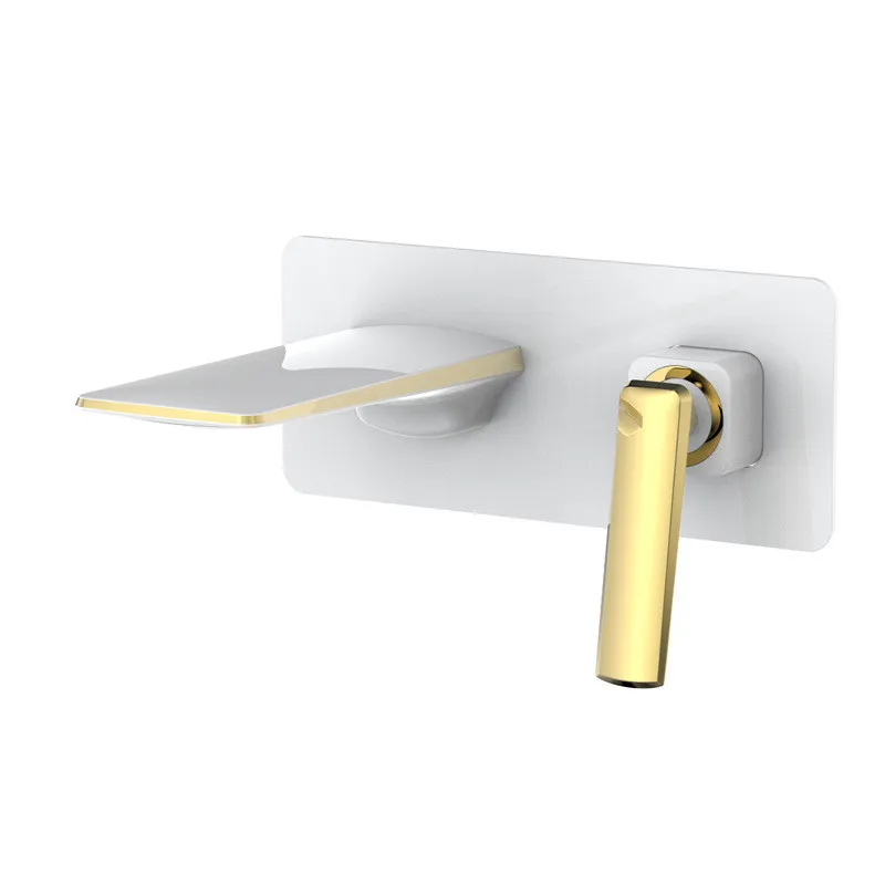 

Tuqiu Basin Faucet Black Bathroom Faucet In-Wall Gold and White Waterfall Faucet Tap Basin Mixer Tap Set Combination Blanoir