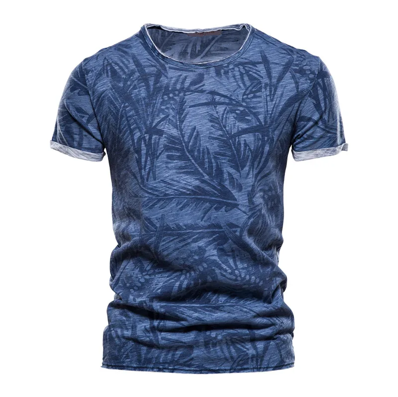

Puimentiua 2021 Hawaii Style Cotton T-Shirt Men O-neck Print Shirt Men Casual Men Clothing Summer High Quality Men's T Shirts