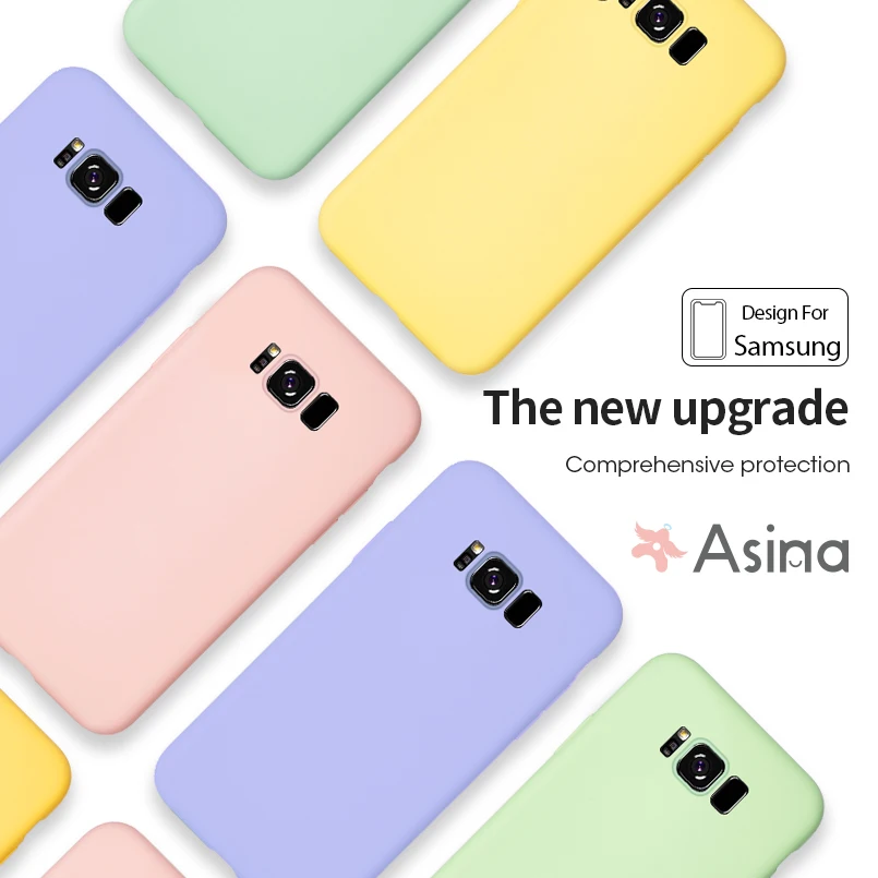 Оригинальный чехол из жидкого силикона для Samsung Galaxy S8 S9 S10 S20 S21 Ультра Простой