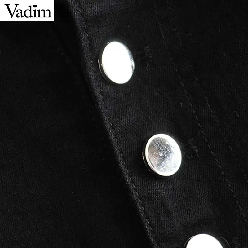 Vadim women chic silm fit pencil pants buttons fly pockets female casual stretchy black ankle length trousers KB239 | Женская одежда