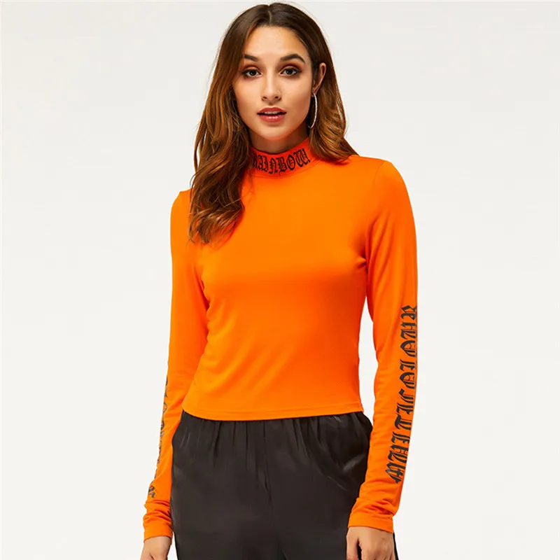 Весна осень зима мода Водолазка Топы длинный рукав хлопок Футболка тонкая