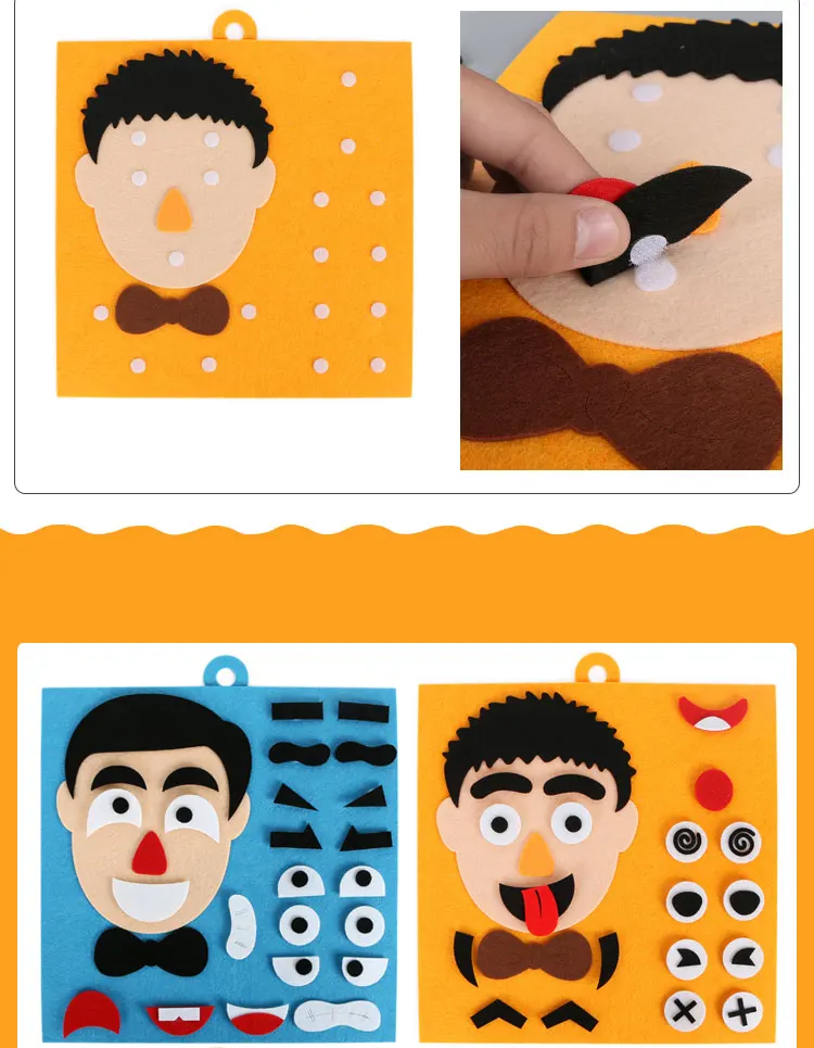 1 set of children's toys DIY mood change jigsaw puzzle recognition facial expressions learning toy children jigsaw teaching mate