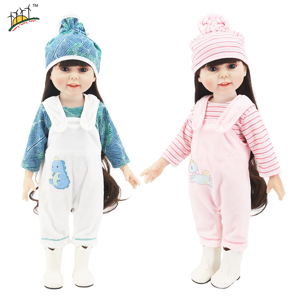 

18 inch USA Doll Clothes Suspenders Trousers+Tops+Hat fit 43-45cm Baby Reborn Doll, Our Generation Girls Toys Dolls Accessories