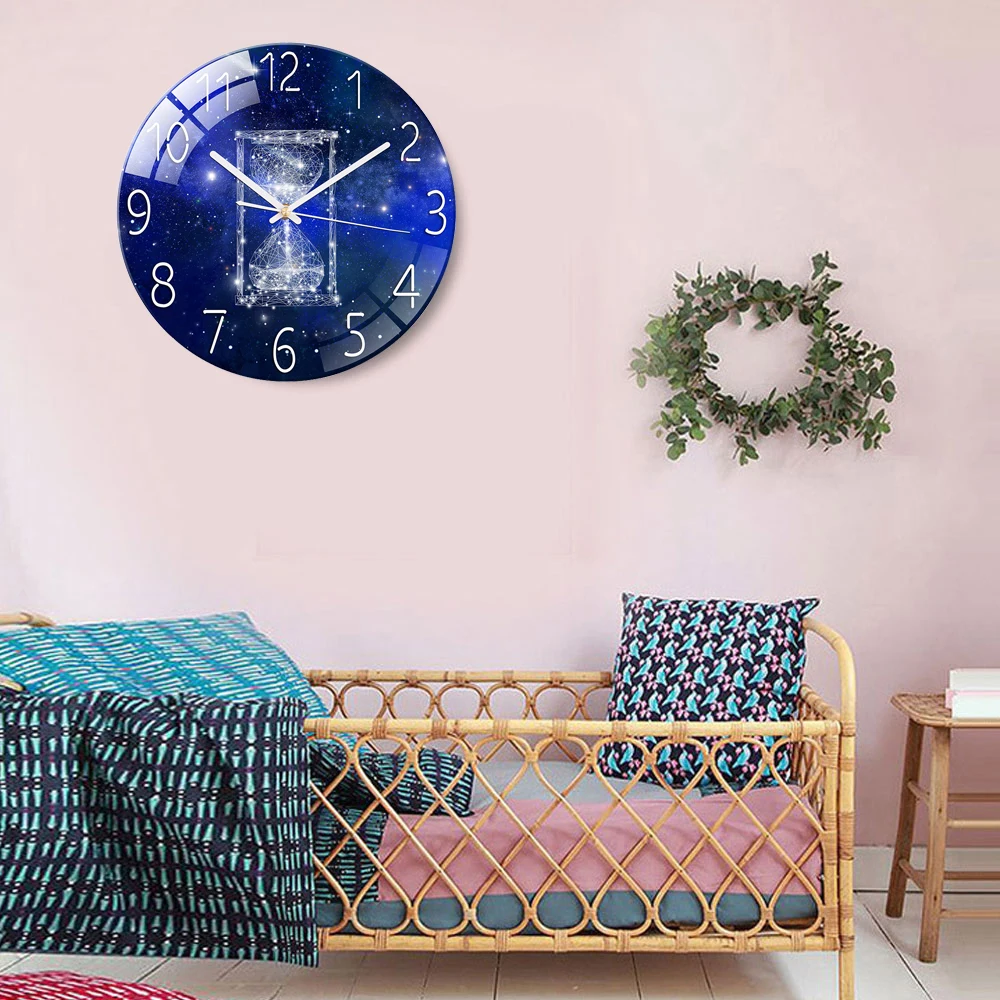 

Mordern Design 4mm Thick Tempered Glass Wall Clock Stereo Vision Colorful Dial Plate Frameless Circle Creative House Decoration