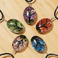colorful tree dried flower butterfly landscape pendant necklace handmade glass jewelry wholesale pendant