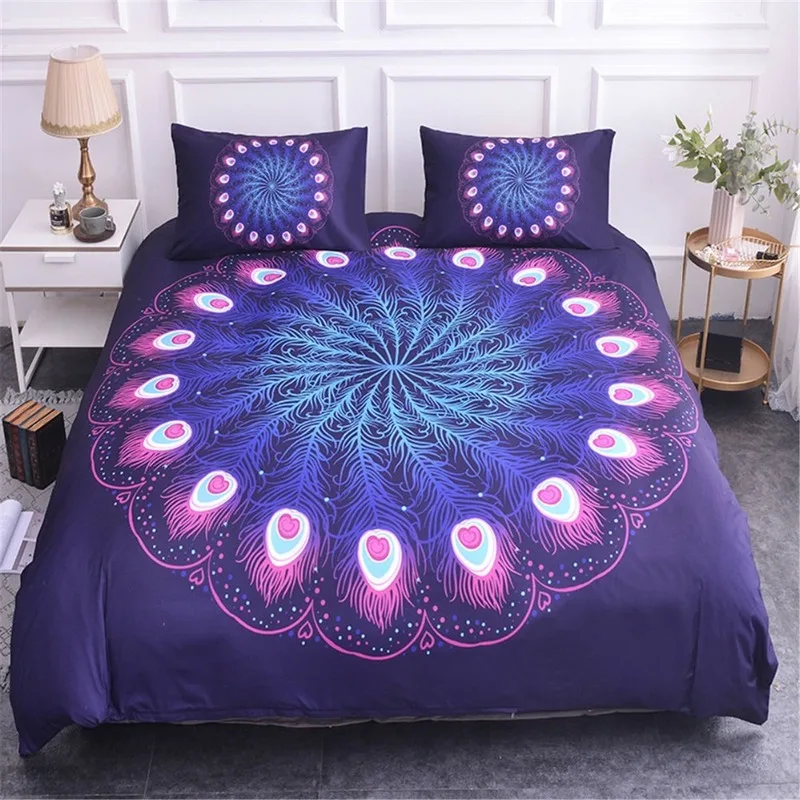 Комплект постельного белья с рисунком мандалы пододеяльником постельное белье