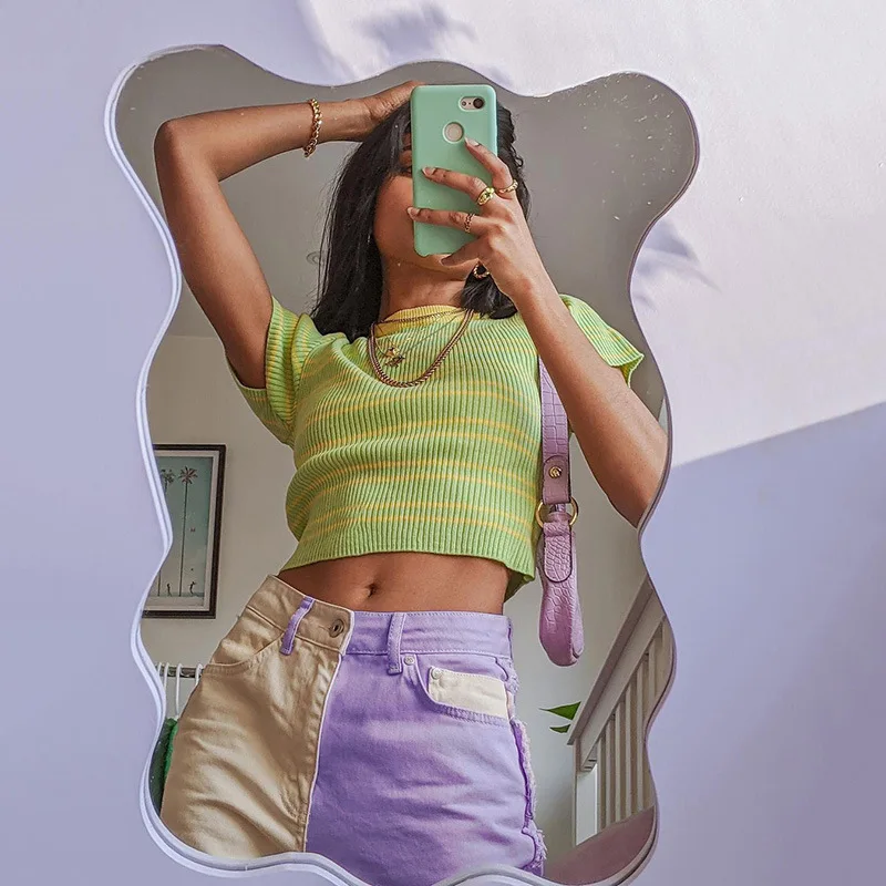 Прямые фиолетовые брюки Y2K для девочек модные женские винтажные с завышенной