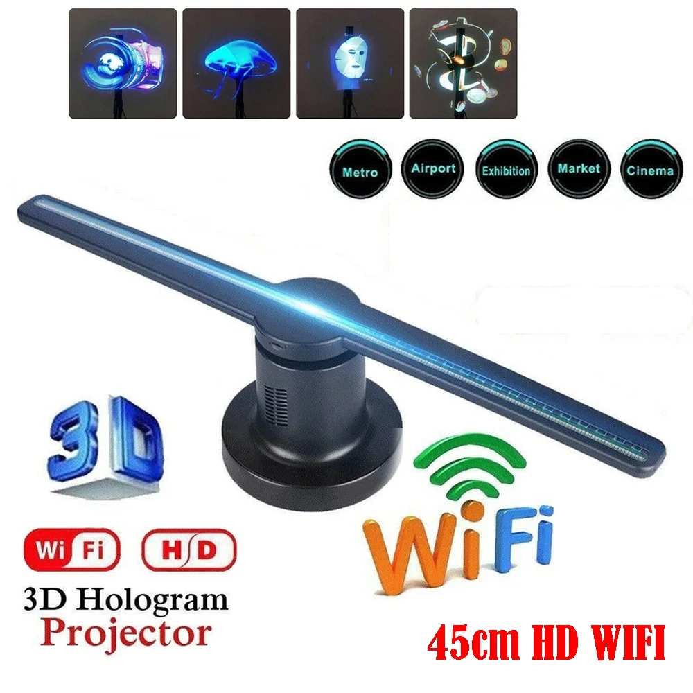 3D светодиодный голографический проектор Wi Fi 384 шт. рекламный дисплей голограмма