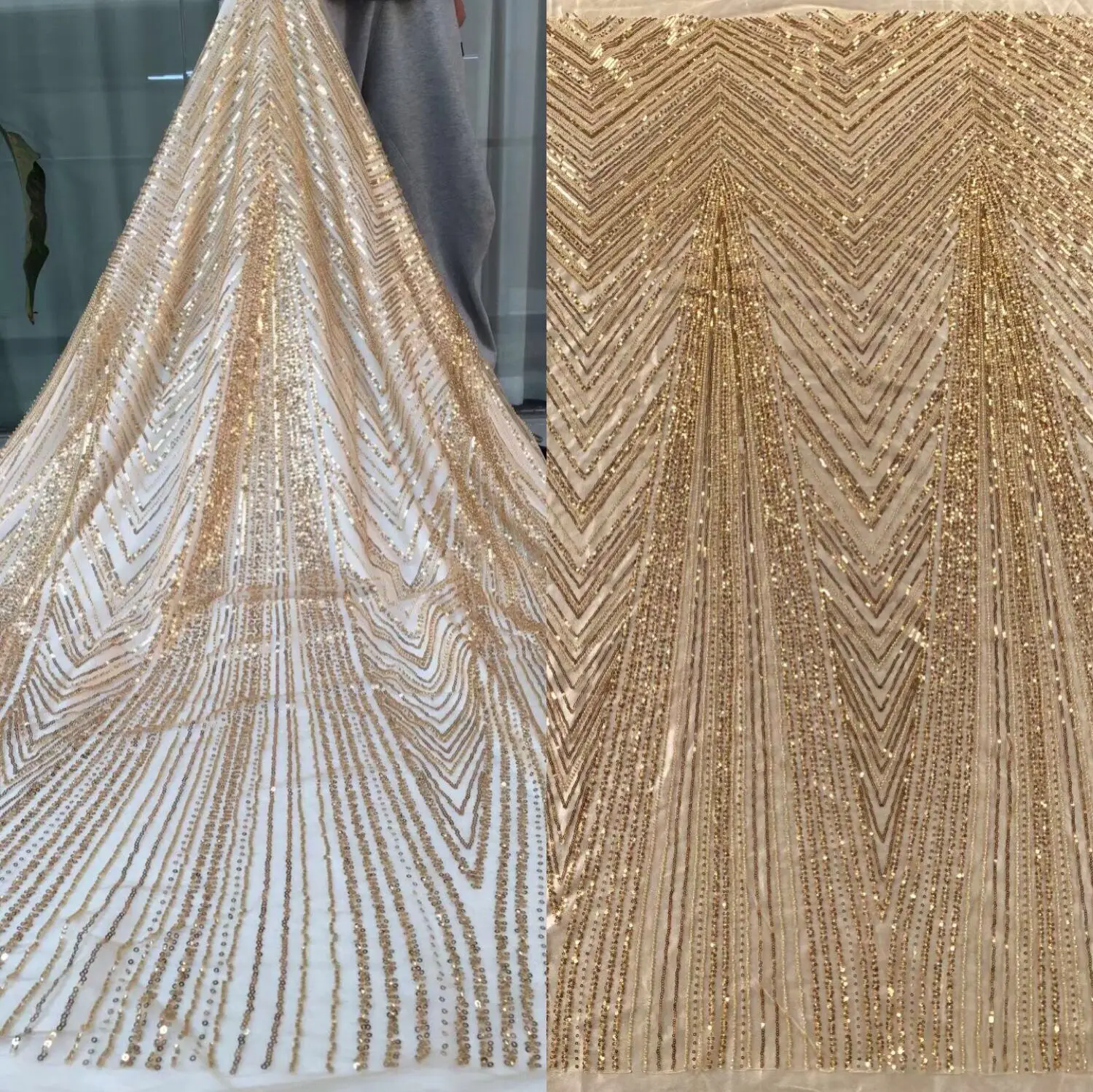 

top quality embroidered African Tulle Lace Fabric SYJ-4888813 with beads
