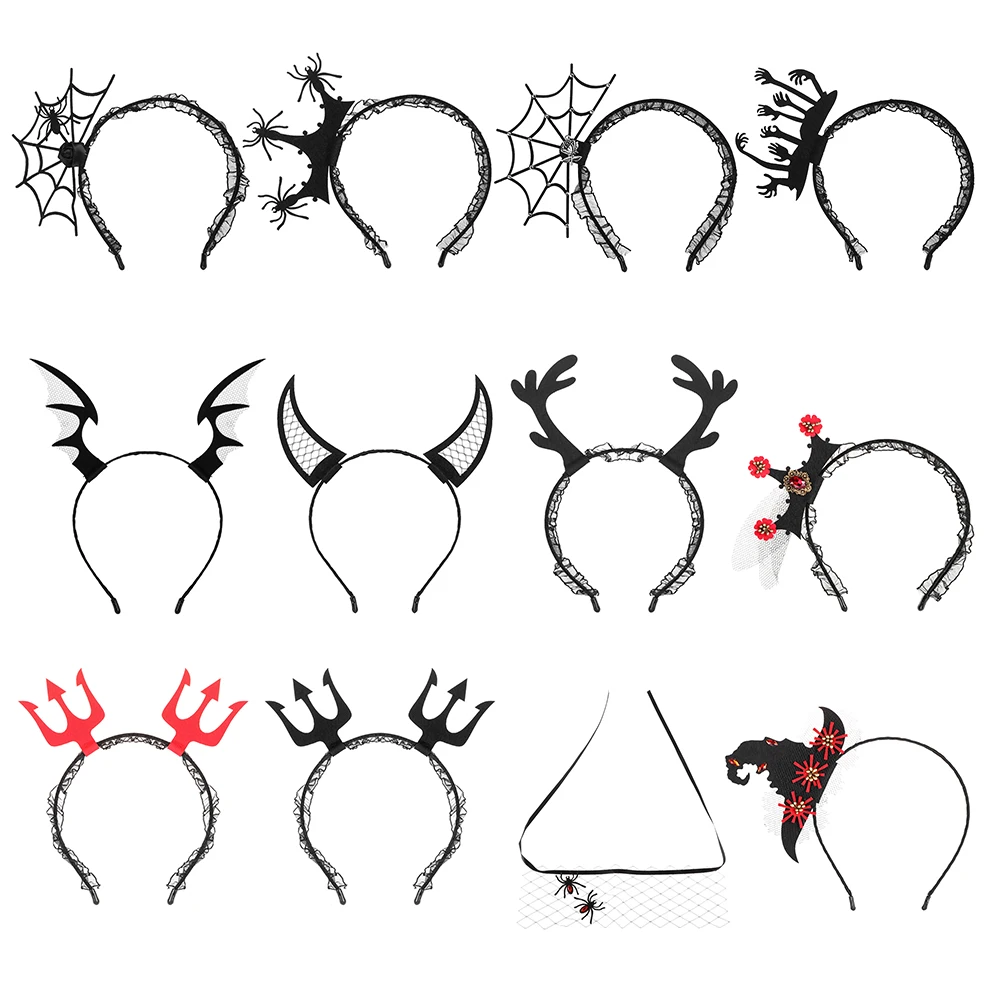 Хэллоуин Косплэй в готическом стиле повязка на голову Devil Рога и сердечком