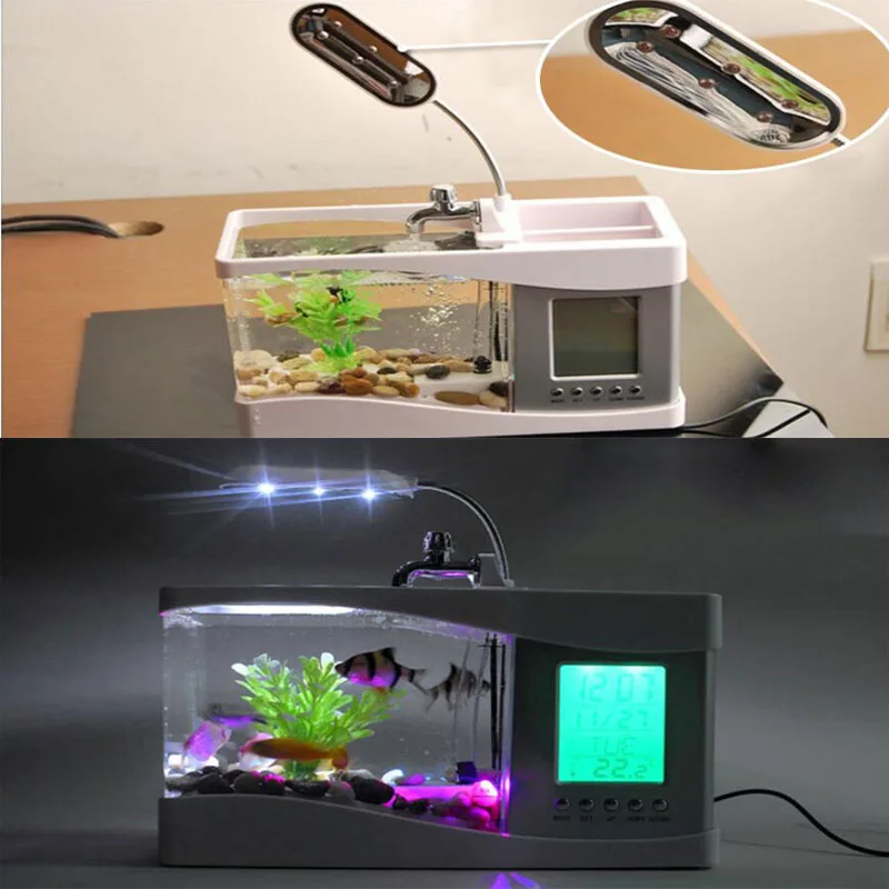Фото Настольная мини-лампа с usb-разъемом, маленькая многофункциональная Экологичная декоративная лампа для аквариума, офиса, ночсветильник для украшения аквариума №5