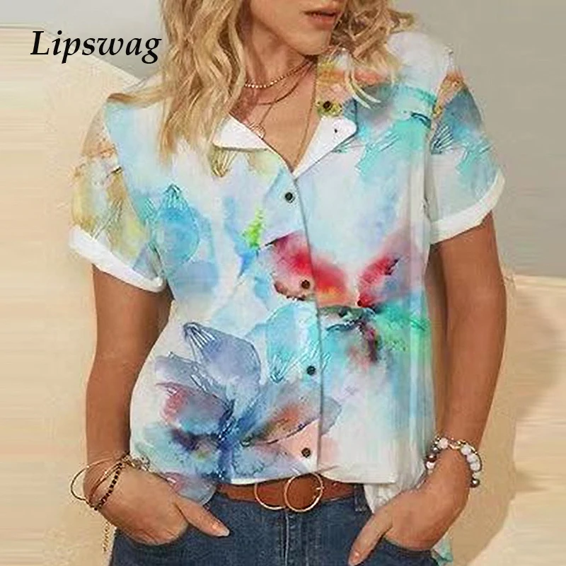 Женские пейзаж картины блузка сложного кроя с принтом рубашка Элегантные