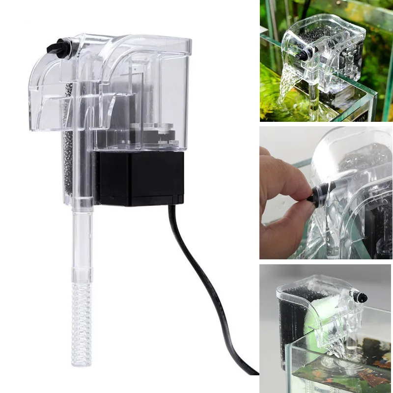 

220V External Aquarium Filter Fish Tank Waterfall Sponge Filter Box Mini Hang on Water Circulation Filter Pump Filtro Acuario