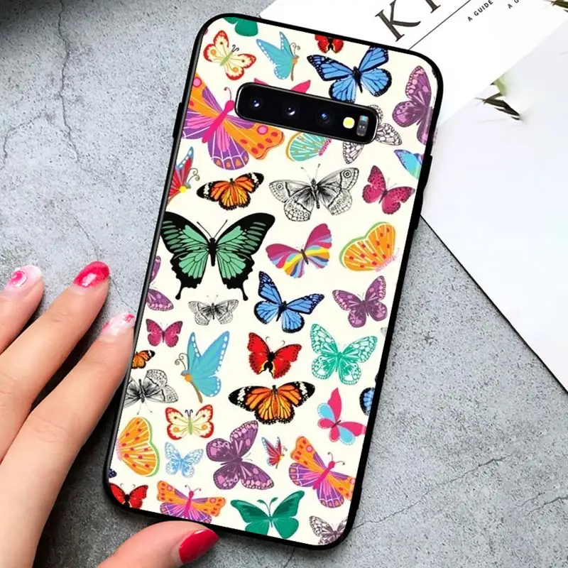 

Butterfly Beautiful for Samsung Galaxy S21 Ultra Plus 5G Note 20 10 9 8 S10 S9 S8 S7 S6 Edge Plus Black Phone Case