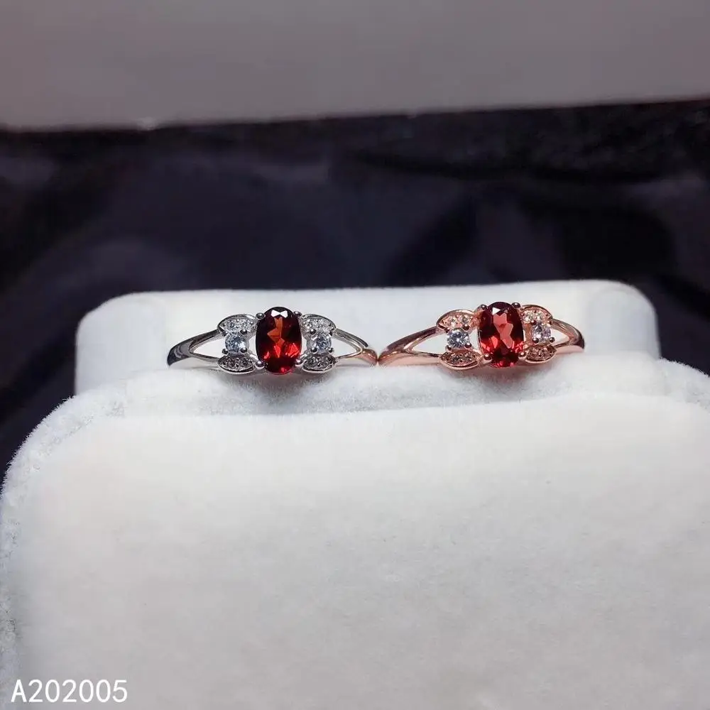 

KJJEAXCMY fine jewelry 925 sterling silver gem natural Garnet new Female woman Lady girl crystal adjustable ring Support test