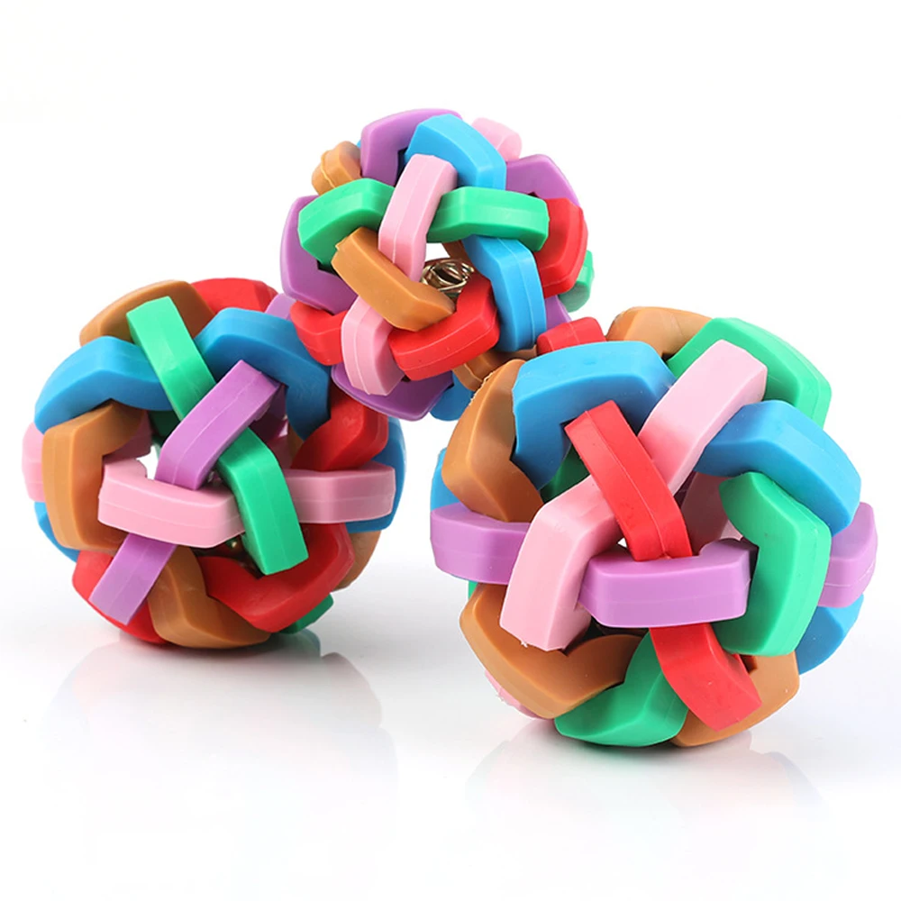 Игрушка для домашних животных красочный Мячик с колокольчиком TPR материал звук