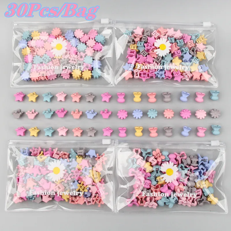 

30Pcs Cute Hair Bangs Mini Crown Hair Claw Clip Side Clip Bangs Hair Clip Girls Colorful Hairpin Hair Accessories