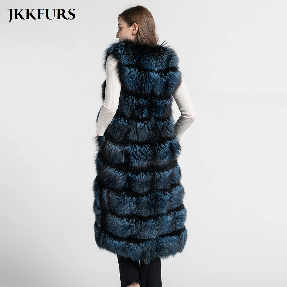 Женский Длинный Меховой жилет из натурального Лисьего меха S7554|Шубы и дубленки| |