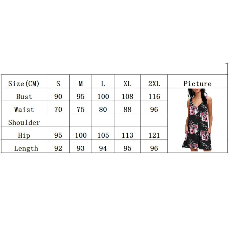 

Women Casual Dresses Foreign Trade Cross-border Style V-neck Printing Sleeveless Vest Pocket Vestidos