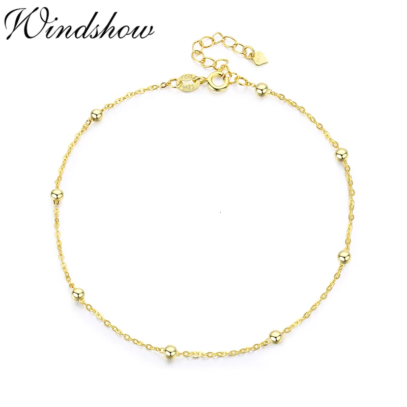 Браслет на ногу женский из серебра 925 пробы с бусинами|Анклеты| |