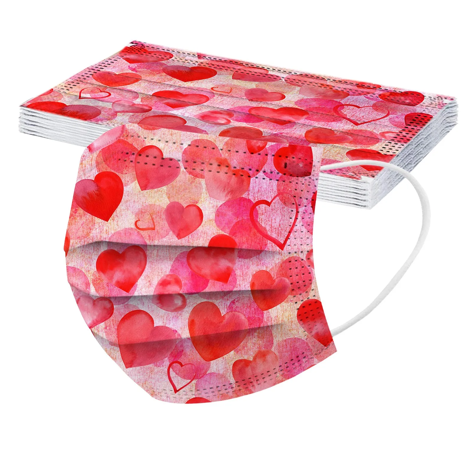 10/50PC Adult Disposable Face Masks Love heart print Protection masque For Men And Women маска для лица от вируса |
