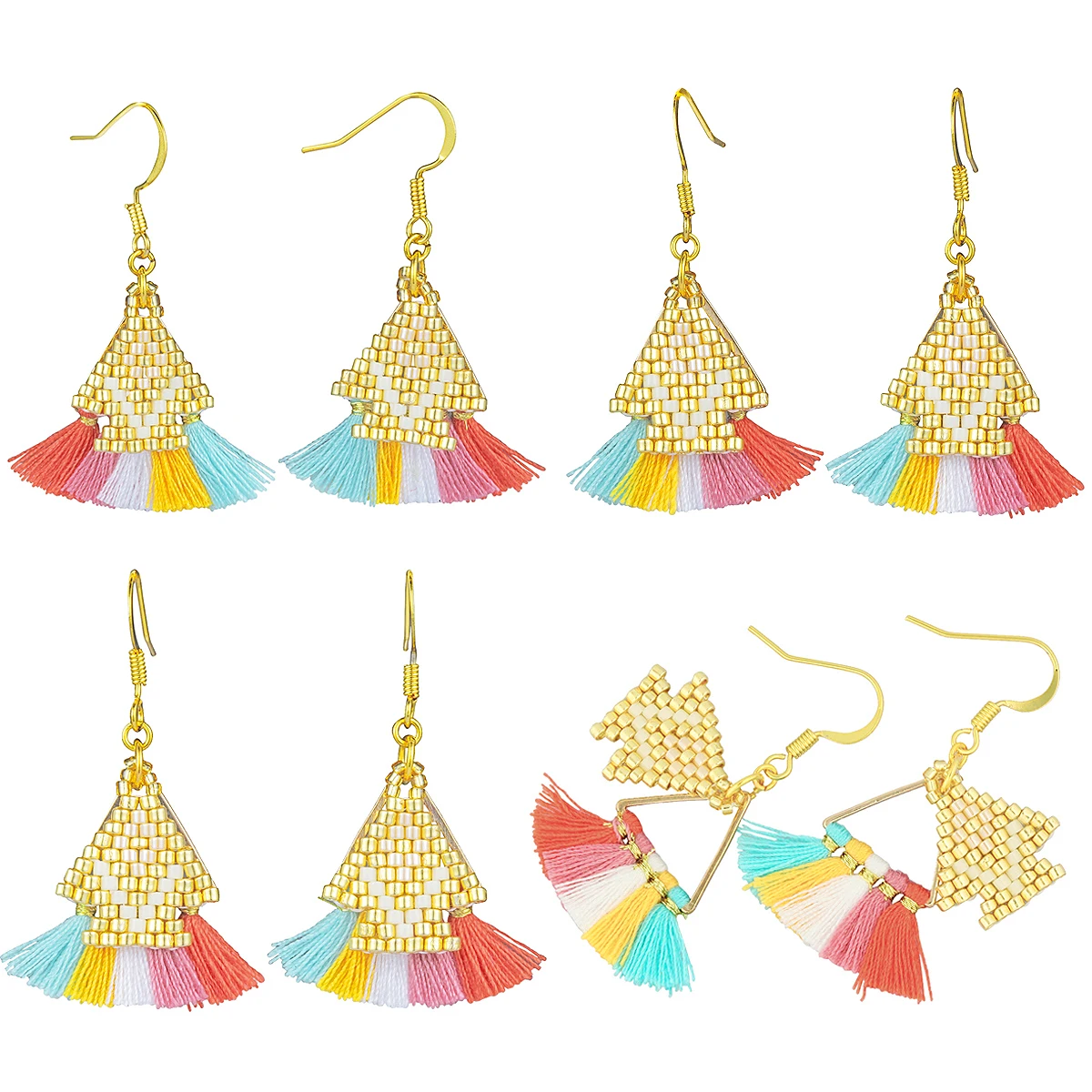 

Серьги с кисточками в богемном стиле свисающие сережки со стеклянными бусинами для Для женщин