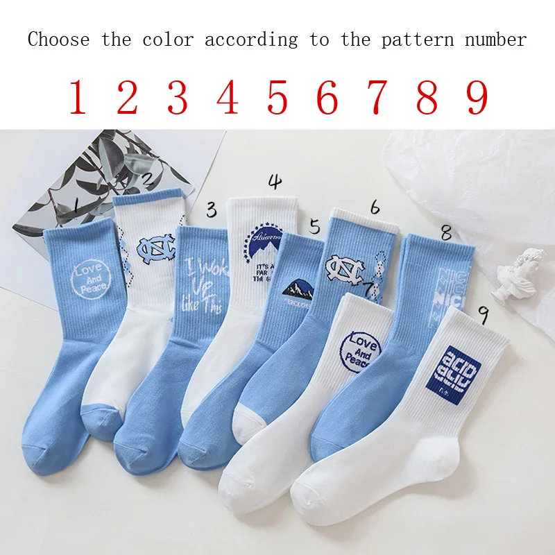 

Носки мужские хлопковые, синие, в стиле колледжа, Корейская версия, 2021