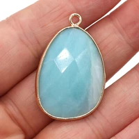 natural blue amazonite pendant charms water drop shape pendant for jewelry making diy necklace earrings accessories 23x34mm
