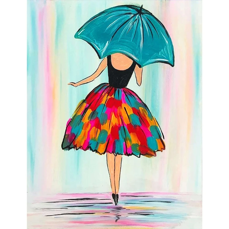 

Full Drill Umbrella Girl Diamond Art Paintings for DIY Living Room Ornaments