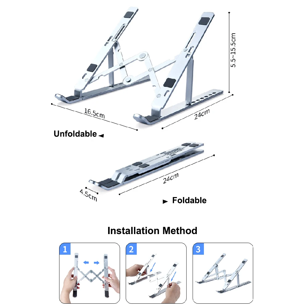 

Laptop Stand Notebook Support Holder Adjustable Height Foldable Computer Holders Desk Dock Bracket for Laptop Tablet PC