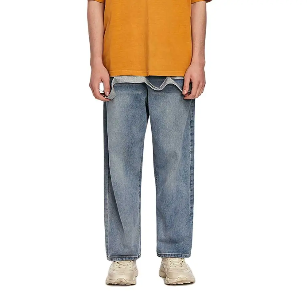 New Fashion Distressed Jeans Men Casual Denim Pants Straight Loose Baggy Solid Jeans Trousers Streetwear Jeans Clothing