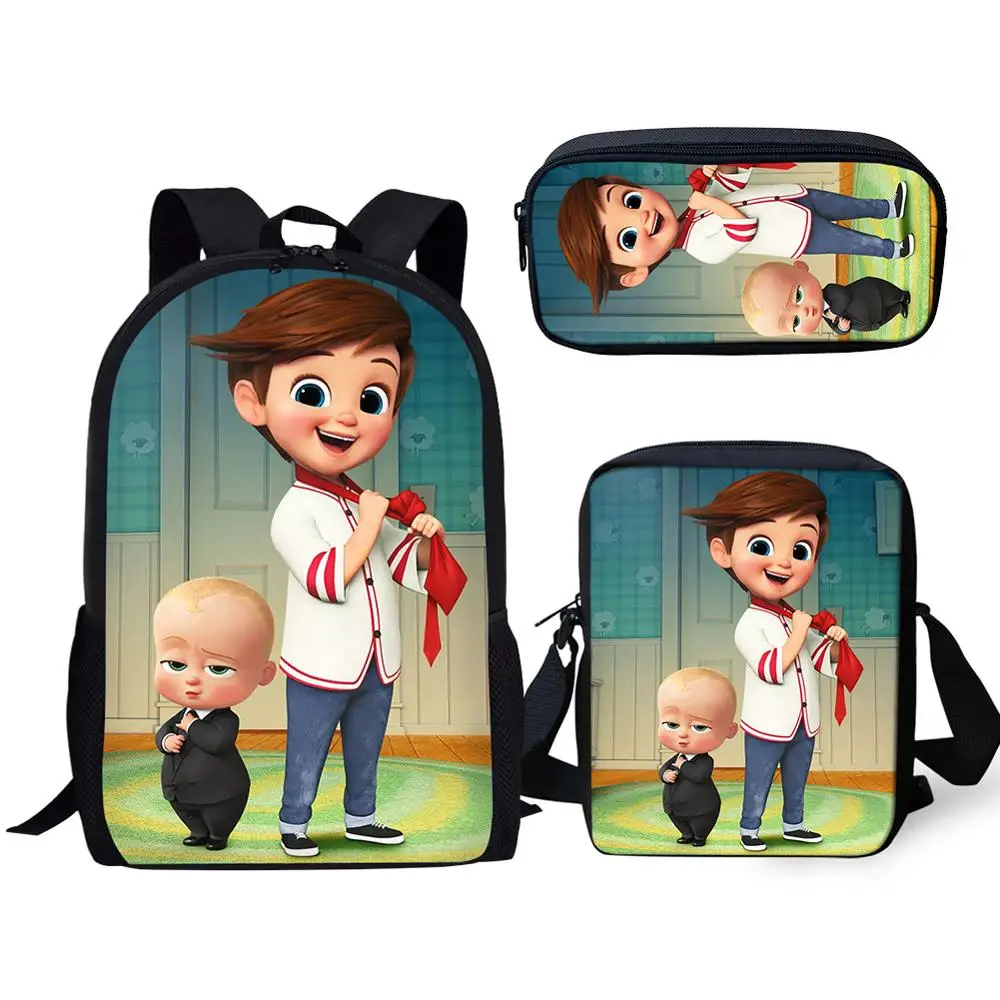 Мультфильм босс детский школьный рюкзак набор/комплект из 3 предметов для