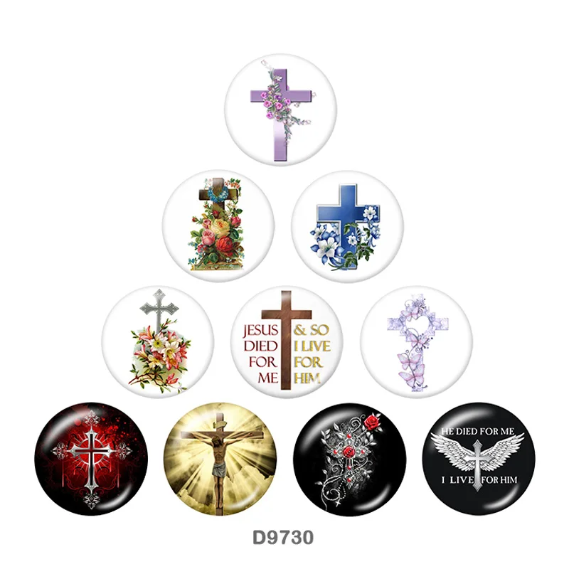 

cross Round glass cabochon Fridge stickers Keychain Aroma Locket snap button jewelry 10pcs/set D9730