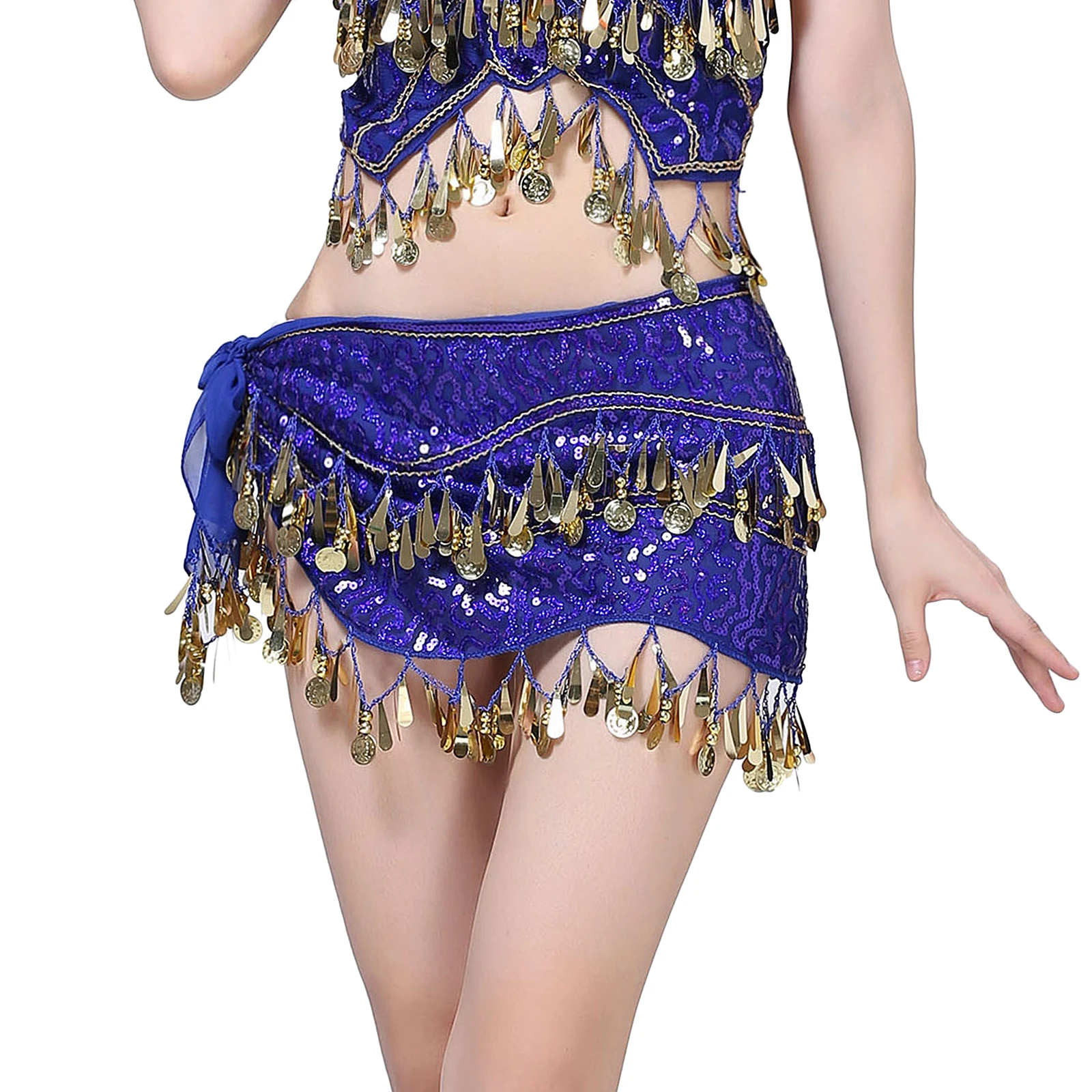 

Belly Dance Hip Scarf Sequin Dance Belt Tassel Coins Fancy Dress Skirt Belt