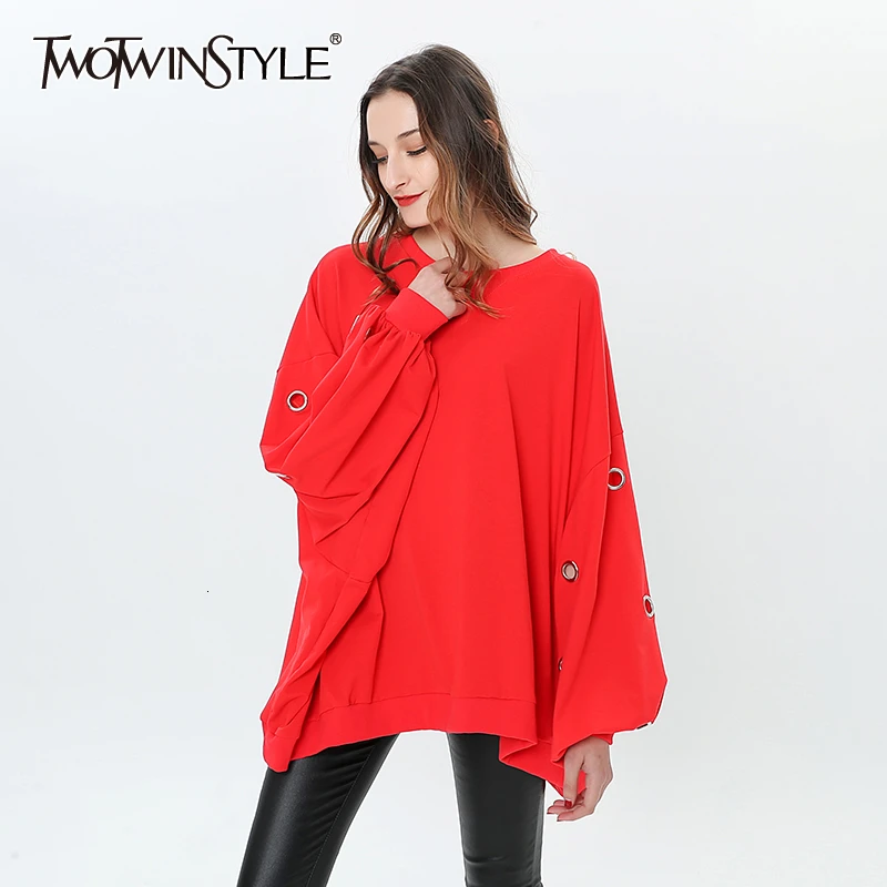 Свитер TWOTWINSTYLE с о вырезом и длинным рукавом|Женские толстовки свитшоты| |