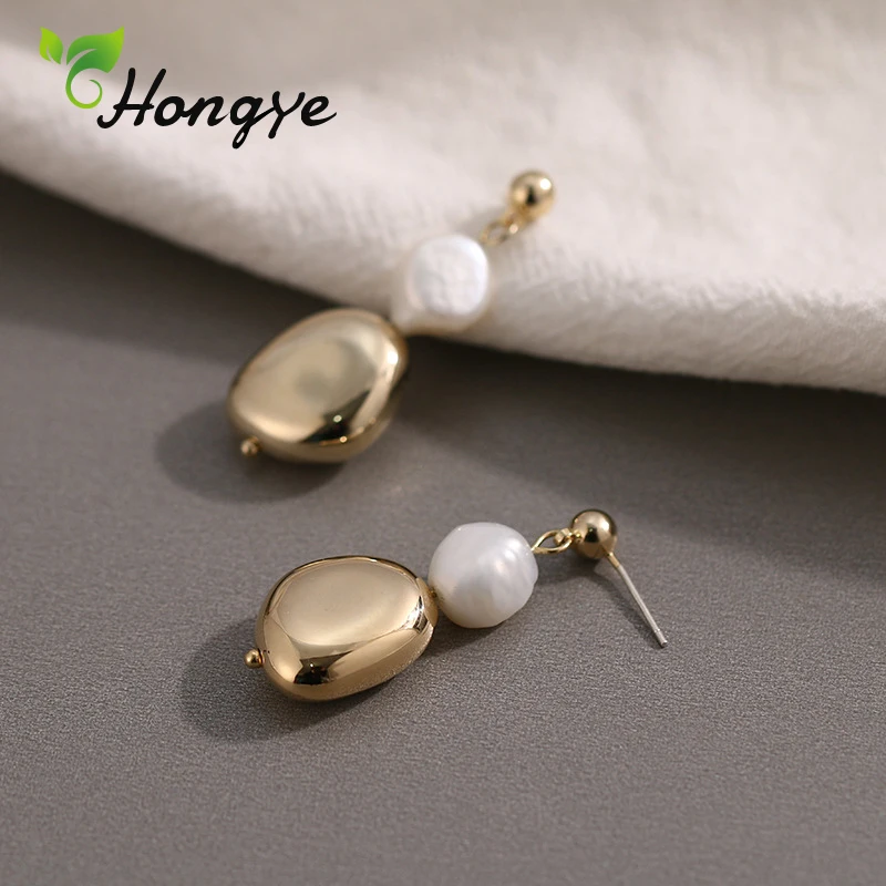 Korean Design Vintage Baroque Freshwater Pearl Earrings Irregular Bead Pendant Drop Earrings for Woman Birthday Present Jewelry