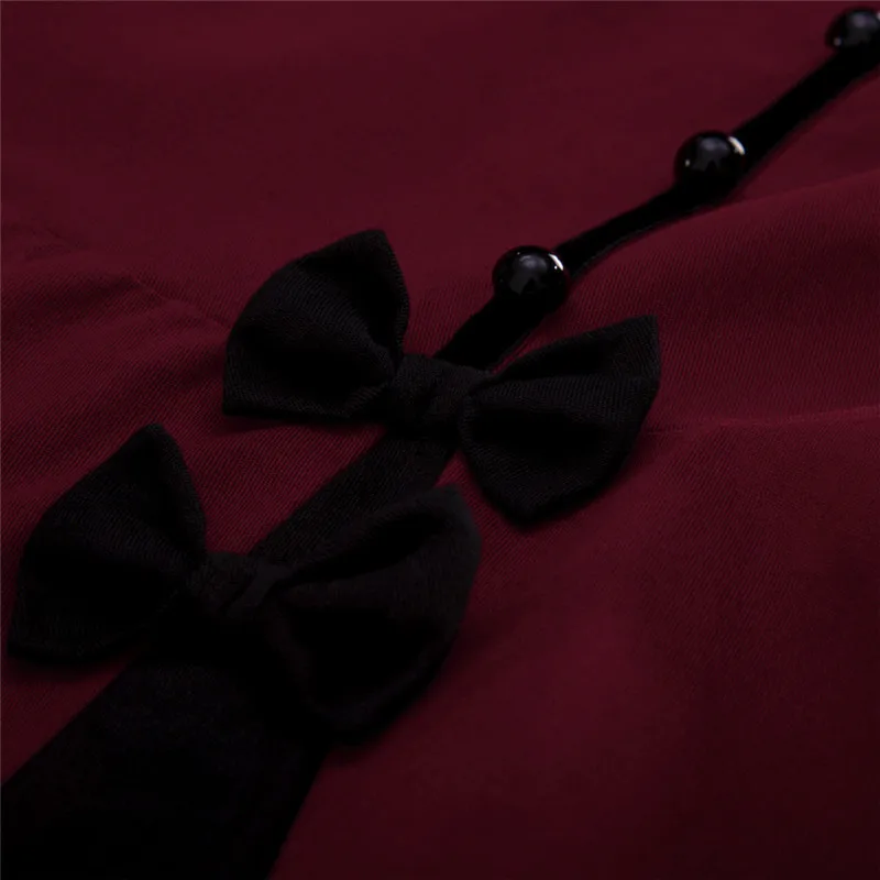 Женское платье большого размера винтажное с коротким рукавом однотонное бантом